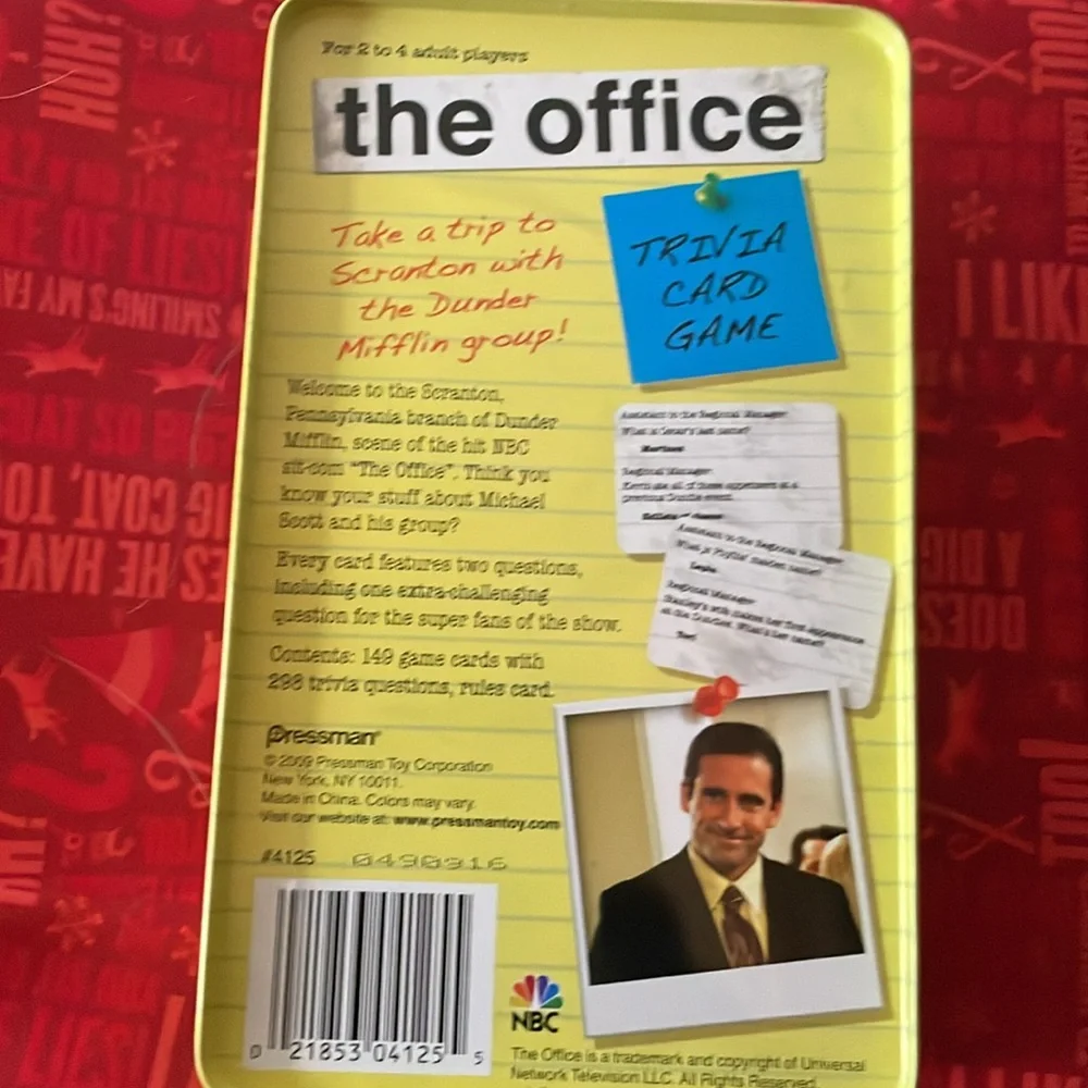 The Office trivia card game. New. Comes in metal tin. 2 to 4 players.